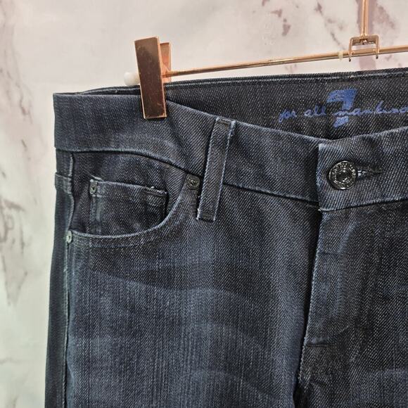 7 For All Mankind Jeans Womens 29 X 30 Y2K Dark Mid Rise A Pocket Denim Bootcut - Picture 2 of 12